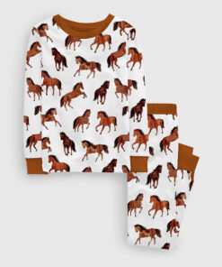Kid's Little Rider Horse Print Long Sleeve Pajama Set