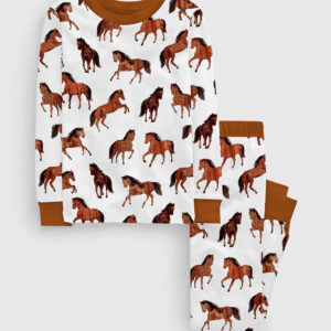 Kid's Little Rider Horse Print Long Sleeve Pajamas Set