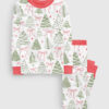 Kid's Preppy Christmas Tree Vintage Coquette Bow Long Sleeve Pajama Set