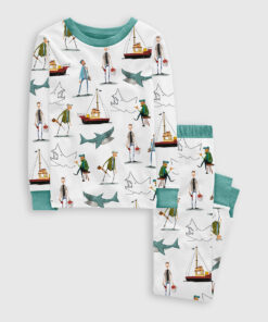 Kid's Shark Movie Amity Island Sea Travel Long Sleeve Pajama Set