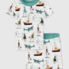 Kid's Shark Movie Amity Island Sea Travel Short Sleeve Pajama Set