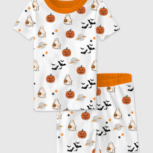 Kid's Spirit Halloween Pumpkin Boo Short Sleeve Pajama Set