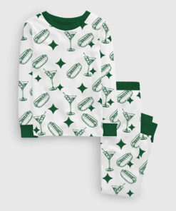 Kid's Tinis And Weenies Dirty Martini Party Print Long Sleeve Pajama Set