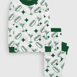 Kid's Tinis And Weenies Dirty Martini Party Print Long Sleeve Pajama Set