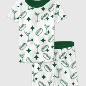 Kid's Tinis And Weenies Dirty Martini Party Print Short Sleeve Pajama Set
