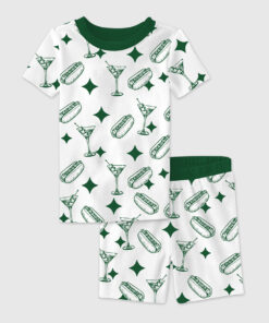 Kid's Tinis And Weenies Dirty Martini Party Print Short Sleeve Pajama Set