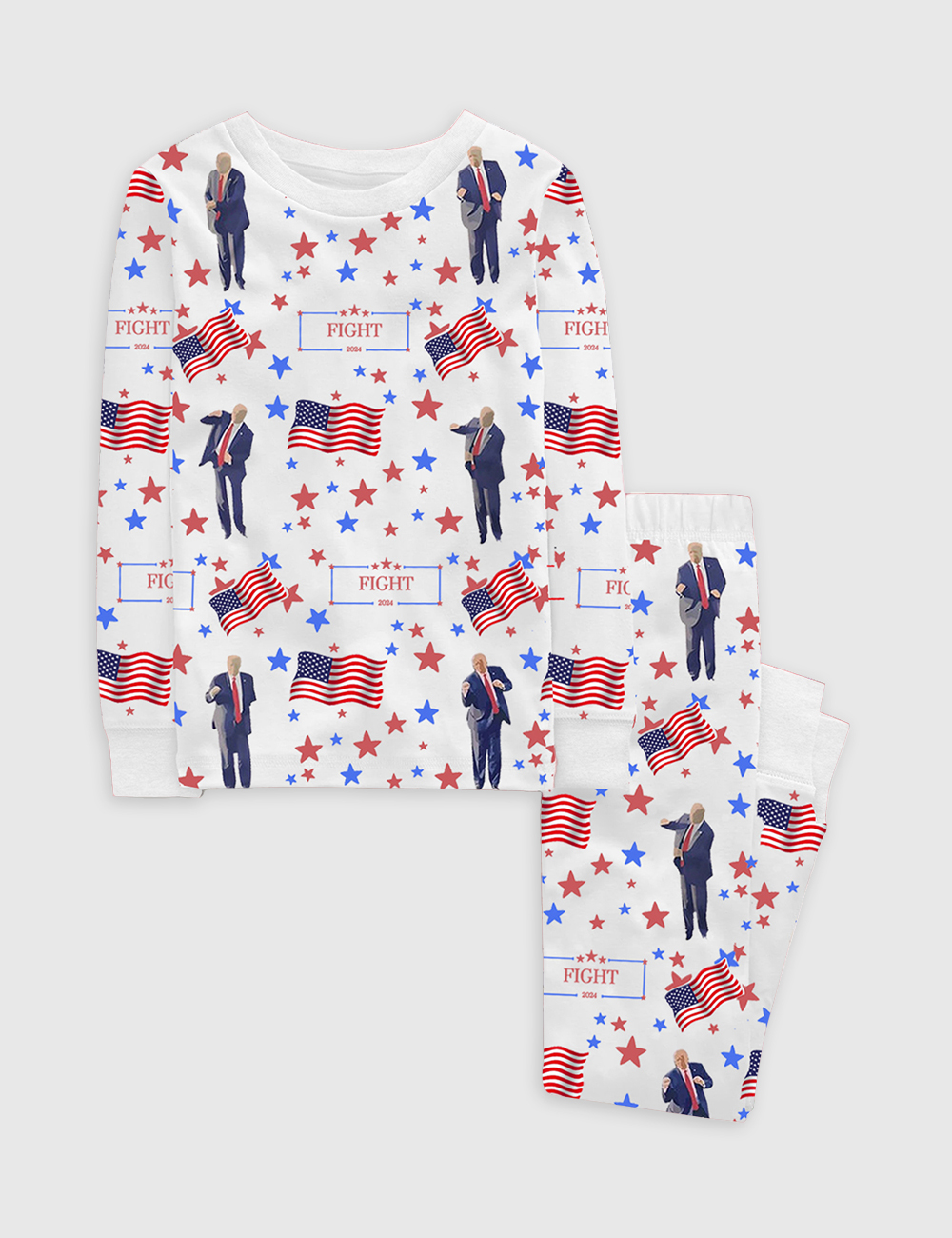 Kid's Trump 47th Fight Long Sleeve Pajama Set