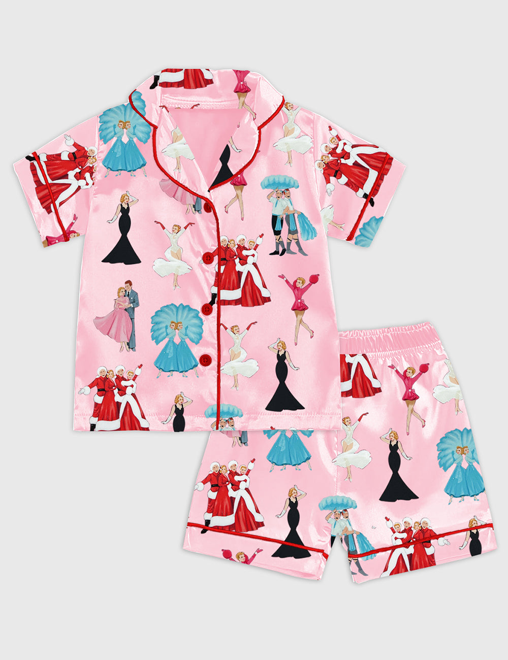 Kid's White Christmas Movie Satin Pajamas Set