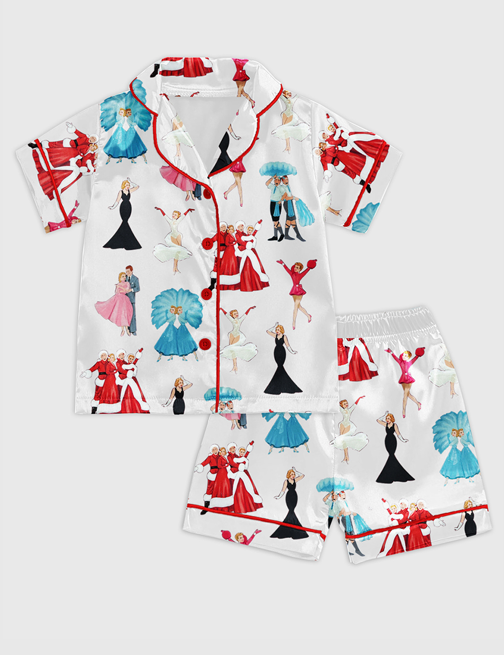 Kid's White Christmas Satin Pajama Set