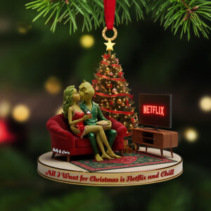 Alternative view of Kissing Couple Custom Shape Acrylic Ornament, Personalized Gifts For Christmas 03pgta231025