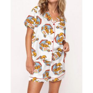 Kitten Nuggets Satin Pajama Set For Women