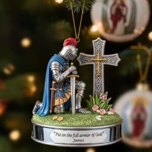 Kneeing Knight Ornament - Personalized Gifts For Christian 01huti220825