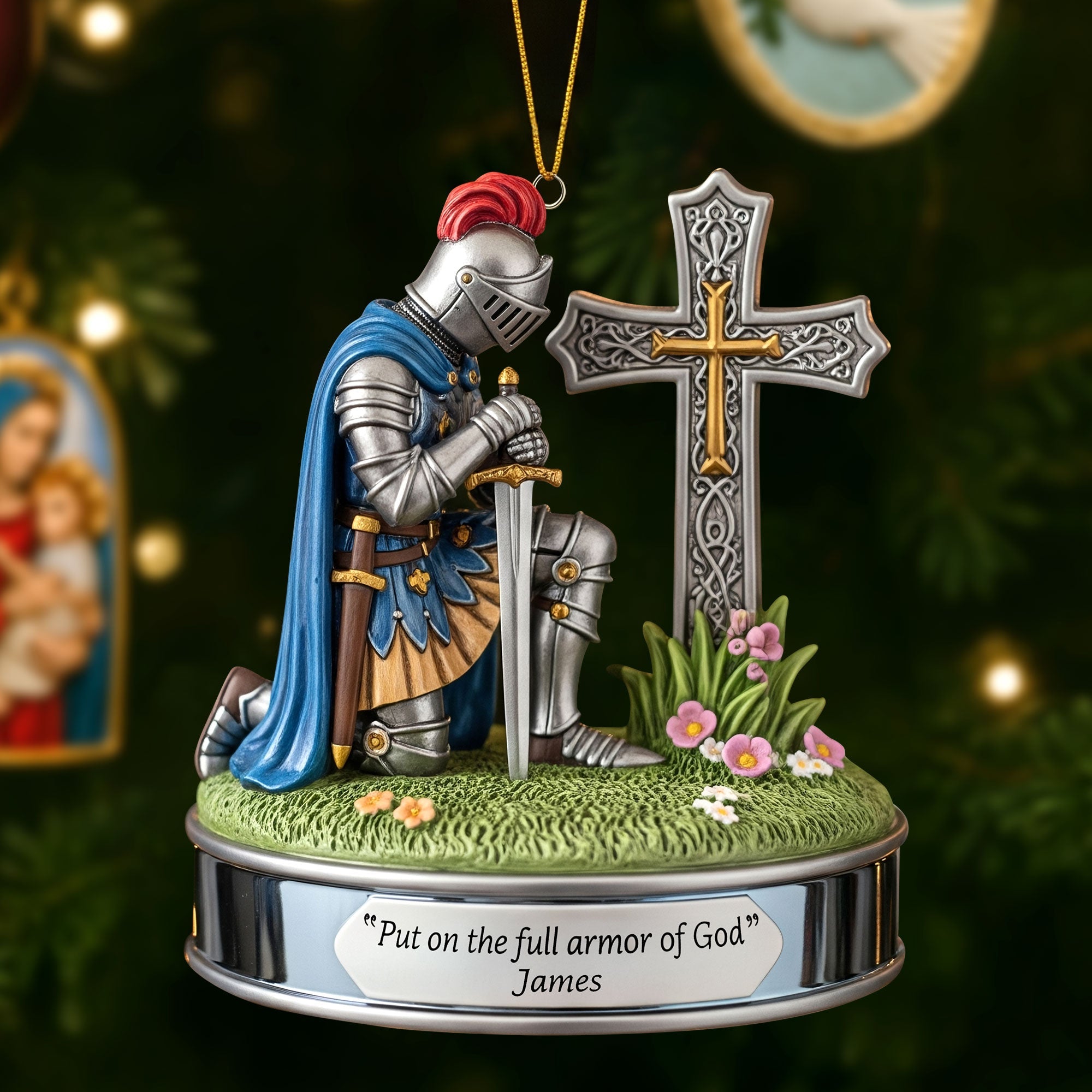 Kneeing Knight Ornament - Personalized Gifts For Christian 01huti220825 - Image 4