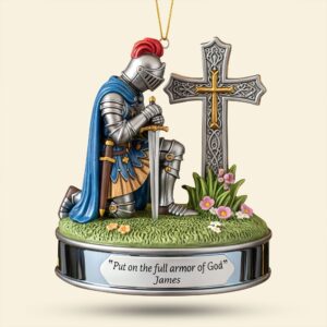 Alternative view of Kneeing Knight Ornament - Personalized Gifts For Christian 01huti220825