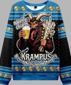 Alternative view of Krampus Drinking Beer Christmas Ugly Sweater