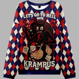 Krampus Grabs Children Christmas Ugly Sweater - gullprint.com