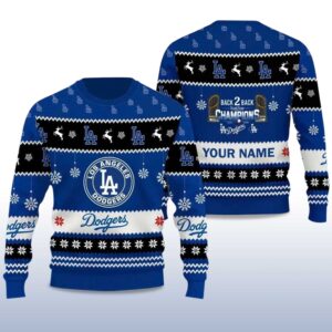 Alternative view of LA Dodgers Back To Back World Series 2025 Champions Ugly Christmas Sweater