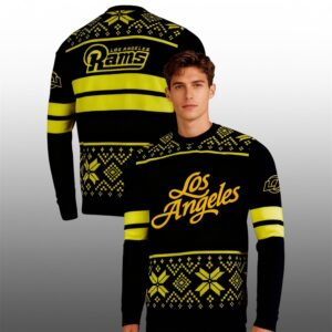 Alternative view of LA Rams 2025 Rivalries Midnight Mode Ugly Christmas Sweater - Grishko.com