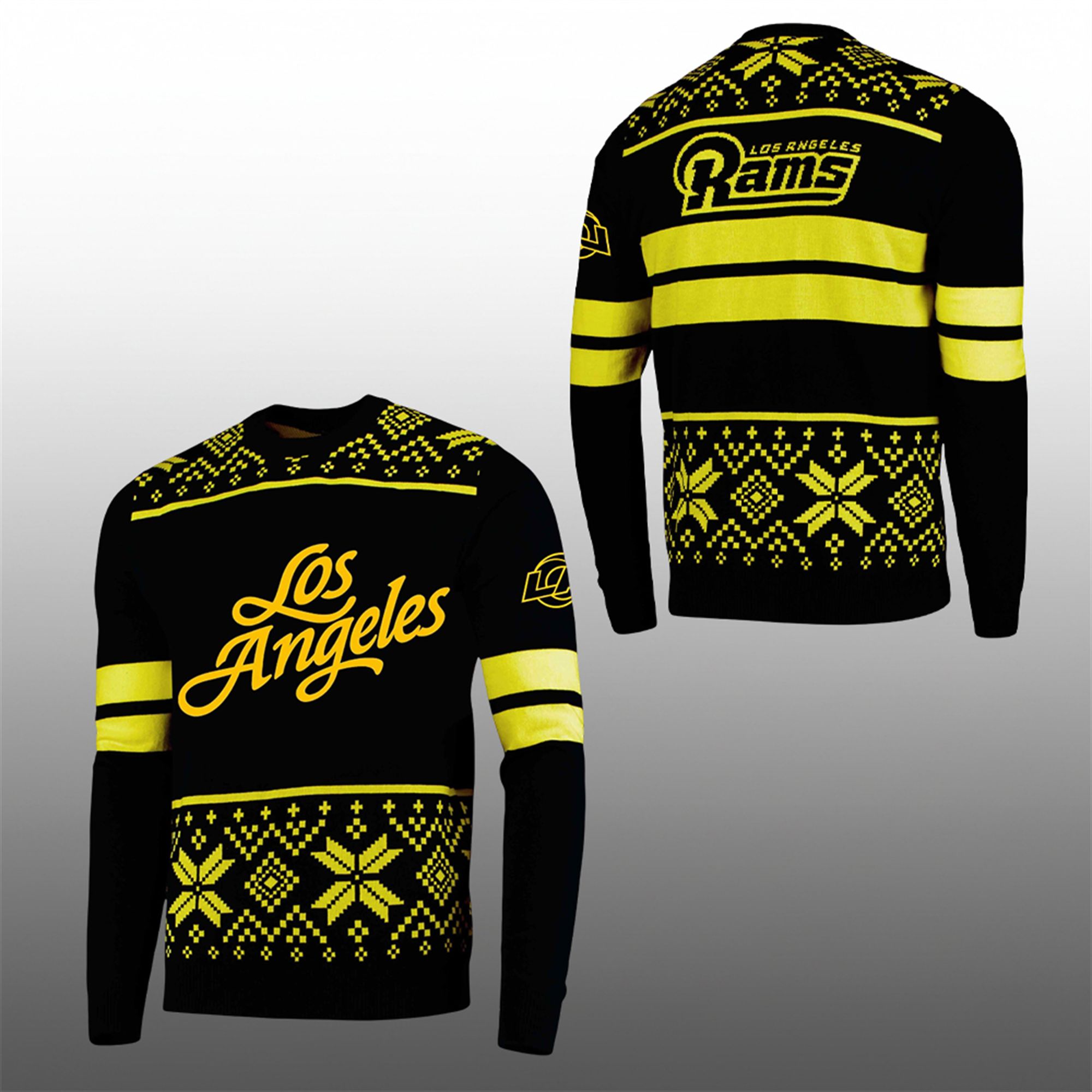 LA Rams 2025 Rivalries Midnight Mode Ugly Christmas Sweater - Grishko.com