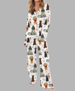 Alternative view of Labrador Retriever Christmas Long Sleeve Satin Pajama Set
