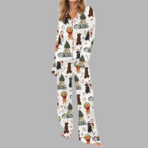 Alternative view of Labrador Retriever Christmas Long Sleeve Satin Pajama Set