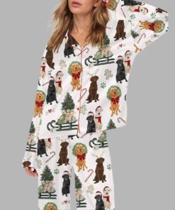 Labrador Retriever Christmas Long Sleeve Satin Pajama Set
