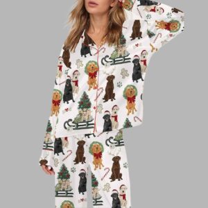 Labrador Retriever Christmas Long Sleeve Satin Pajama Set
