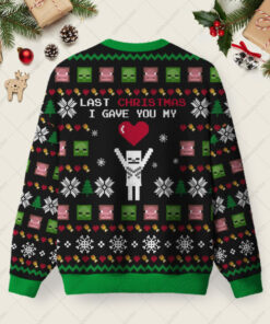 Alternative view of Last Christmas I Give You My World Black Ugly Christmas Fuzzy Fleece Sweatshirt