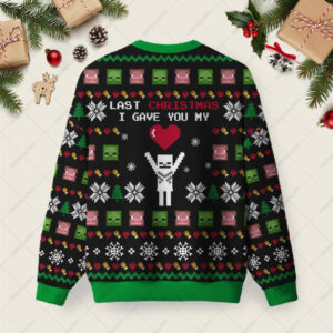 Alternative view of Last Christmas I Give You My World Black Ugly Christmas Fuzzy Fleece Sweatshirt