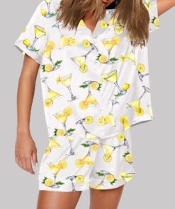 Alternative view of Lemon Drop Martini Watercolor Cocktail Beverage Alcohol Wedding Clipart Margarita Pajama Set
