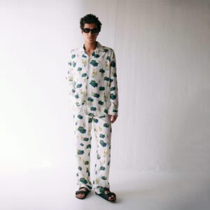 Leslie Bibb Kate The White Lotus Wine Print Pajamas