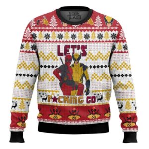 Letâ€™s Fucking Go Deadpool Wolverine Ugly Christmas Sweater