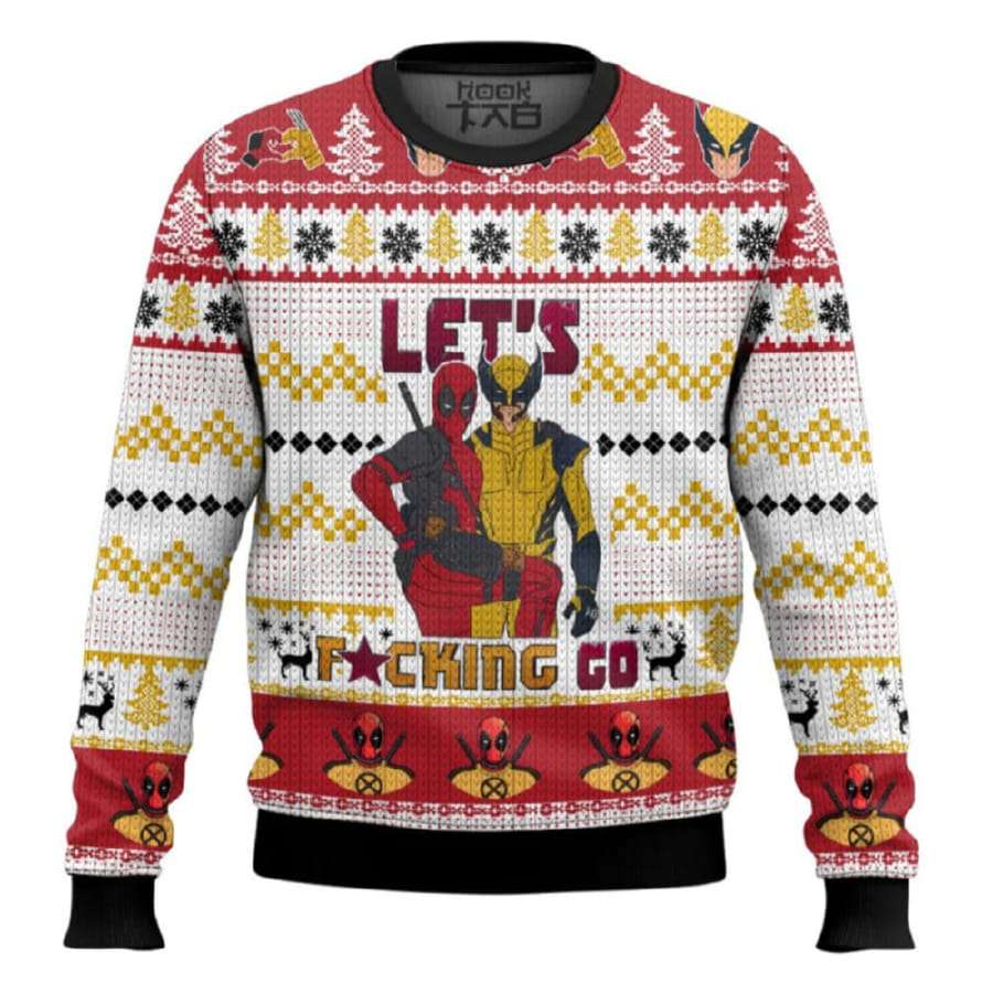 Letâ€™s Fucking Go Deadpool Wolverine Ugly Christmas Sweater