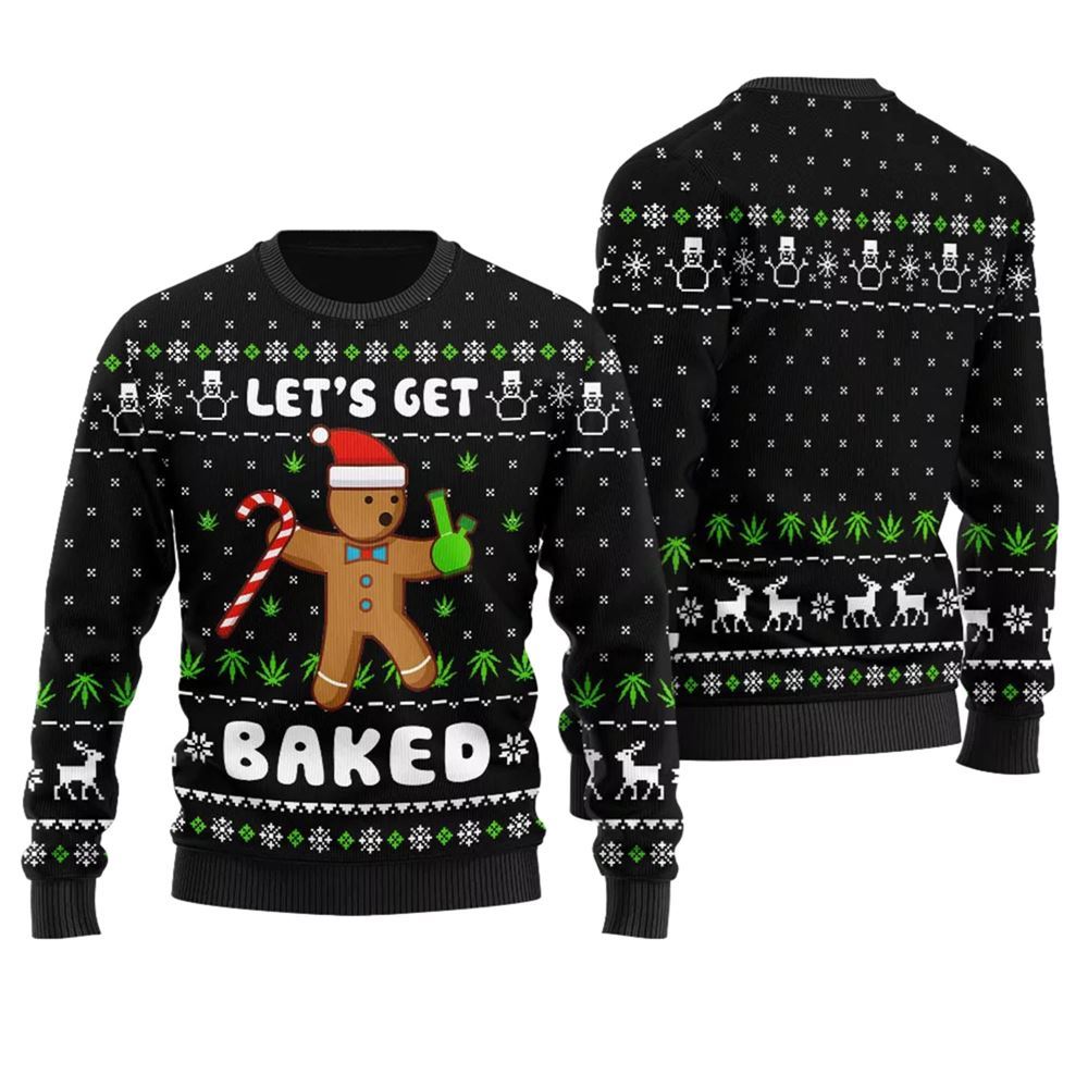 Lets Get Baked Inappropriate Ugly Sweater - Grishko.com