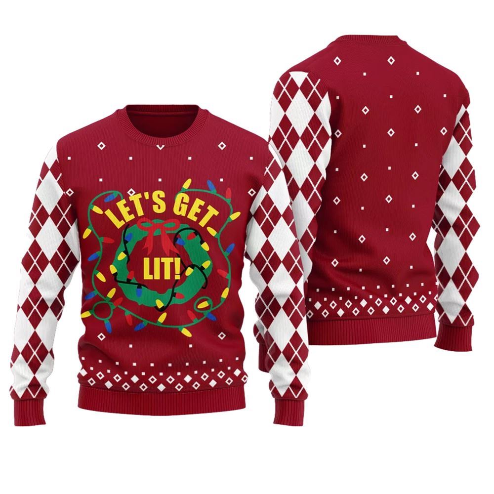 Let's Get Lit Ugly Christmas Sweater - Grishko.com