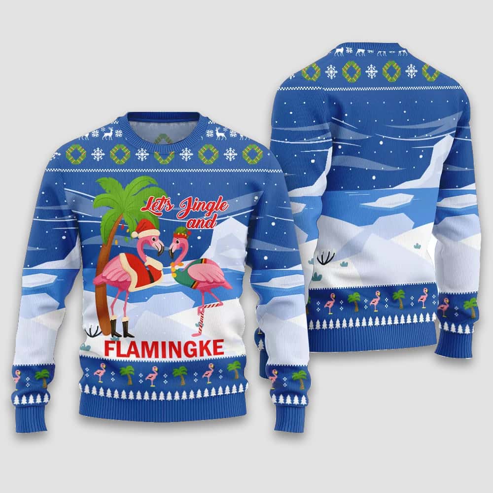 Let's Jingle And Flamingke Ugly Christmas Sweater