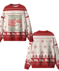 Alternative view of Life Happens Christmas Music Helps Ugly Sweater 2025 Christmas 