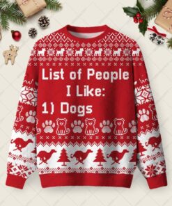 List of People I Like Ugly Christmas Fuzzy Fleece Sweatshirt