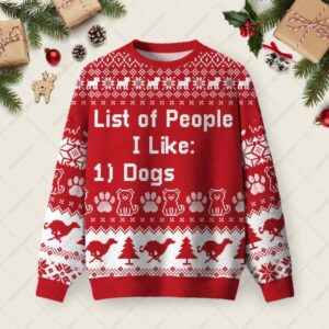 List of People I Like Ugly Christmas Fuzzy Fleece Sweatshirt