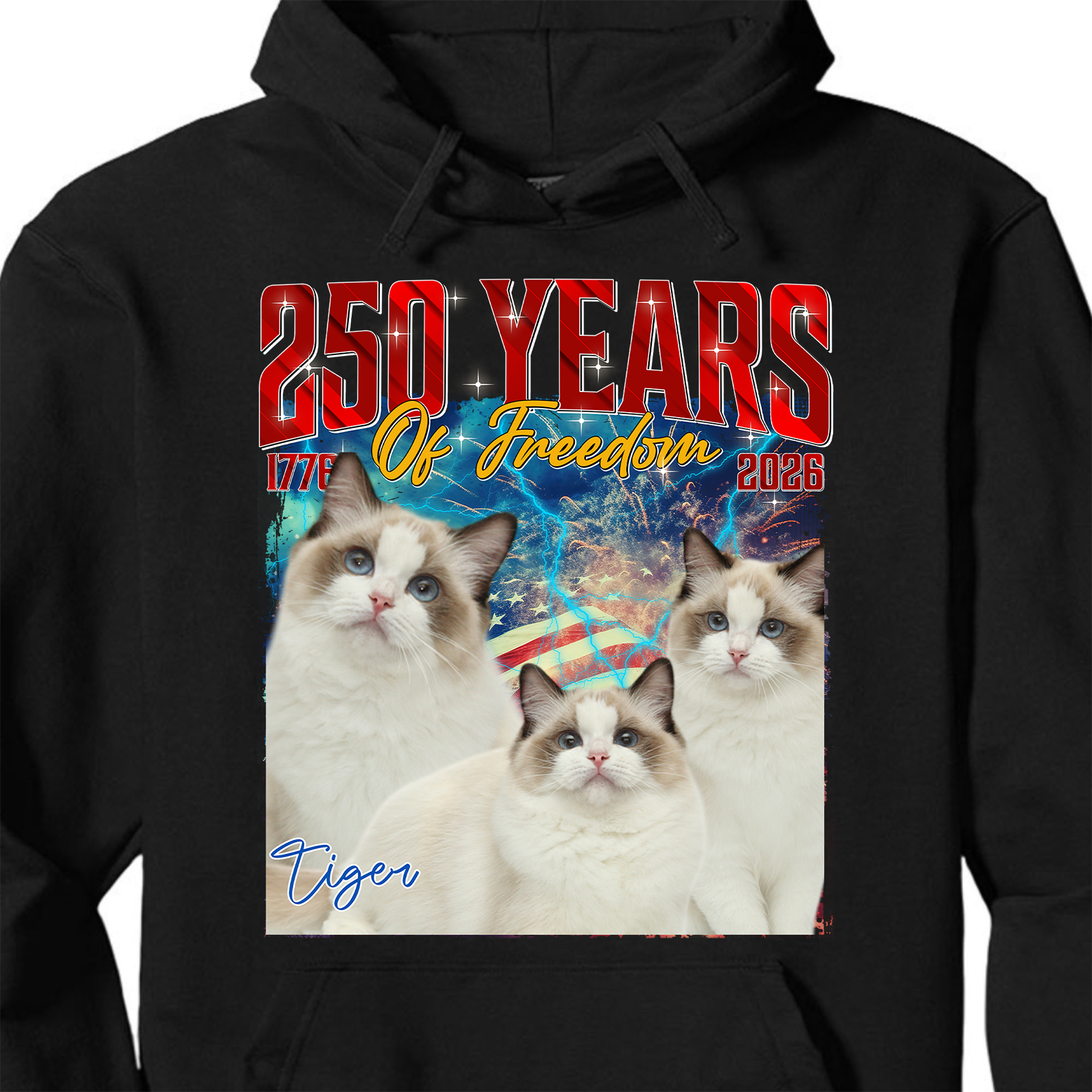 Live Preview Custom Your Pets Tees | 250 Years Of Freedom Bootleg Shirt | Custom Dog Cat Photo 683119 - Image 3