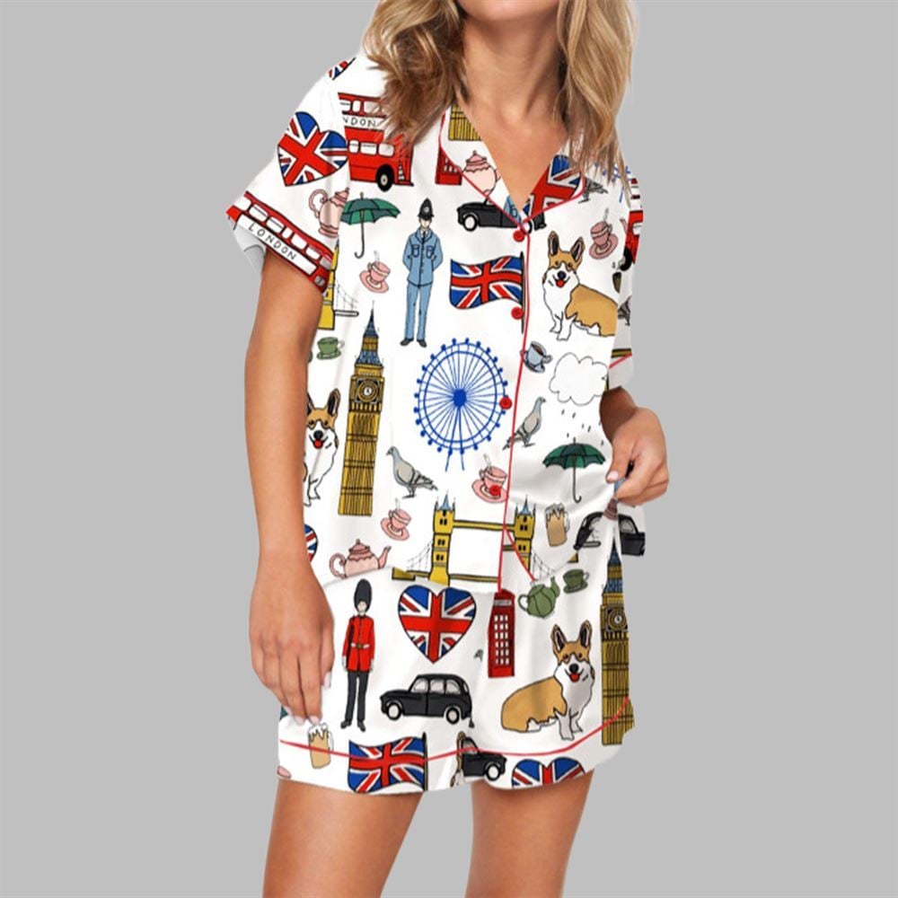 London Travel Pajama Set For Women
