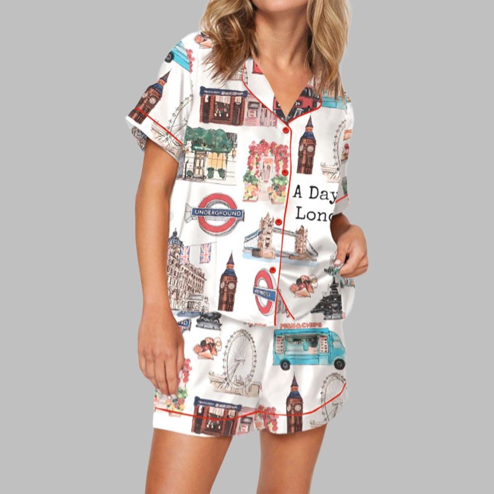 London Travel Pajama Set For Women