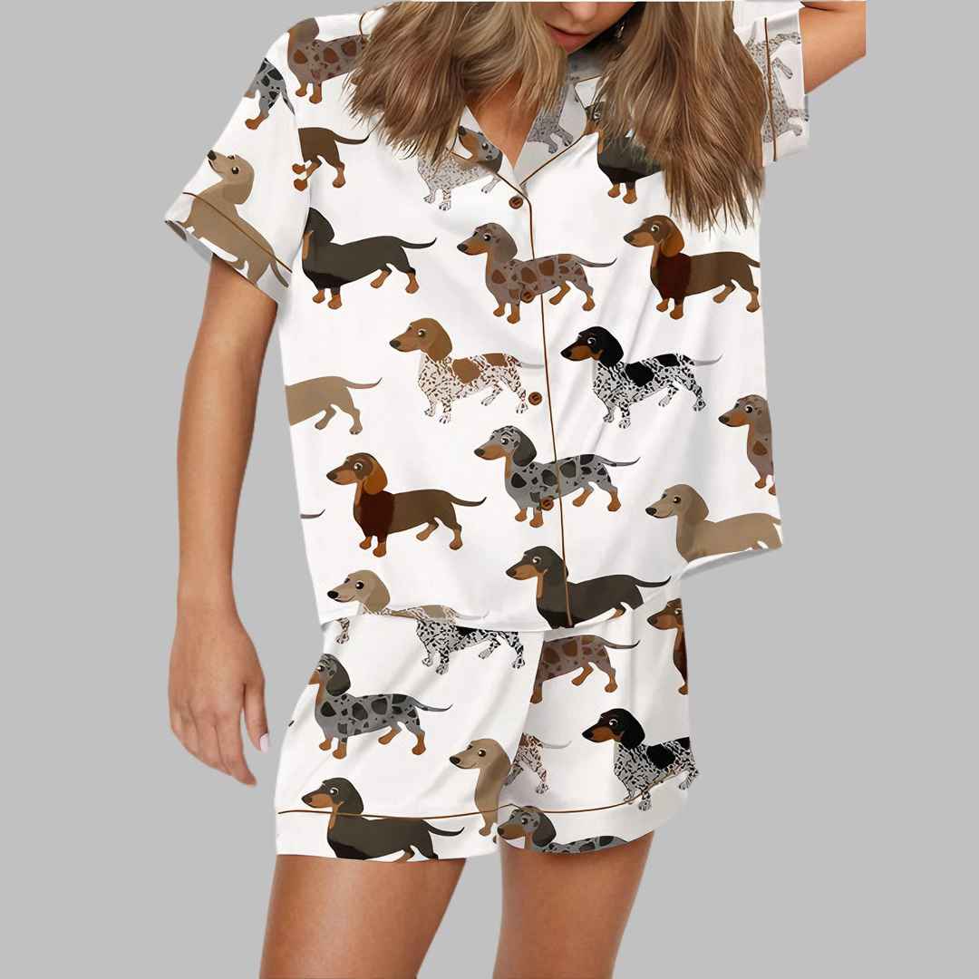 Longhaired Dachshund Satin Pajama Set