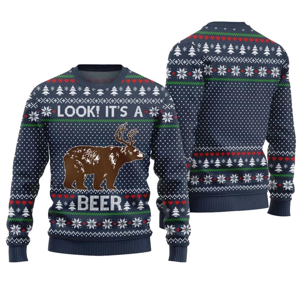 Look Its A Beer Ugly Christmas Sweater - Grishko.com
