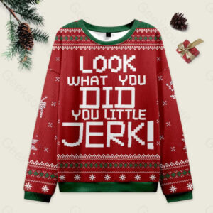 Look What You Did-Home Alone Ugly Christmas Fuzzy Fleece Sweatshirt