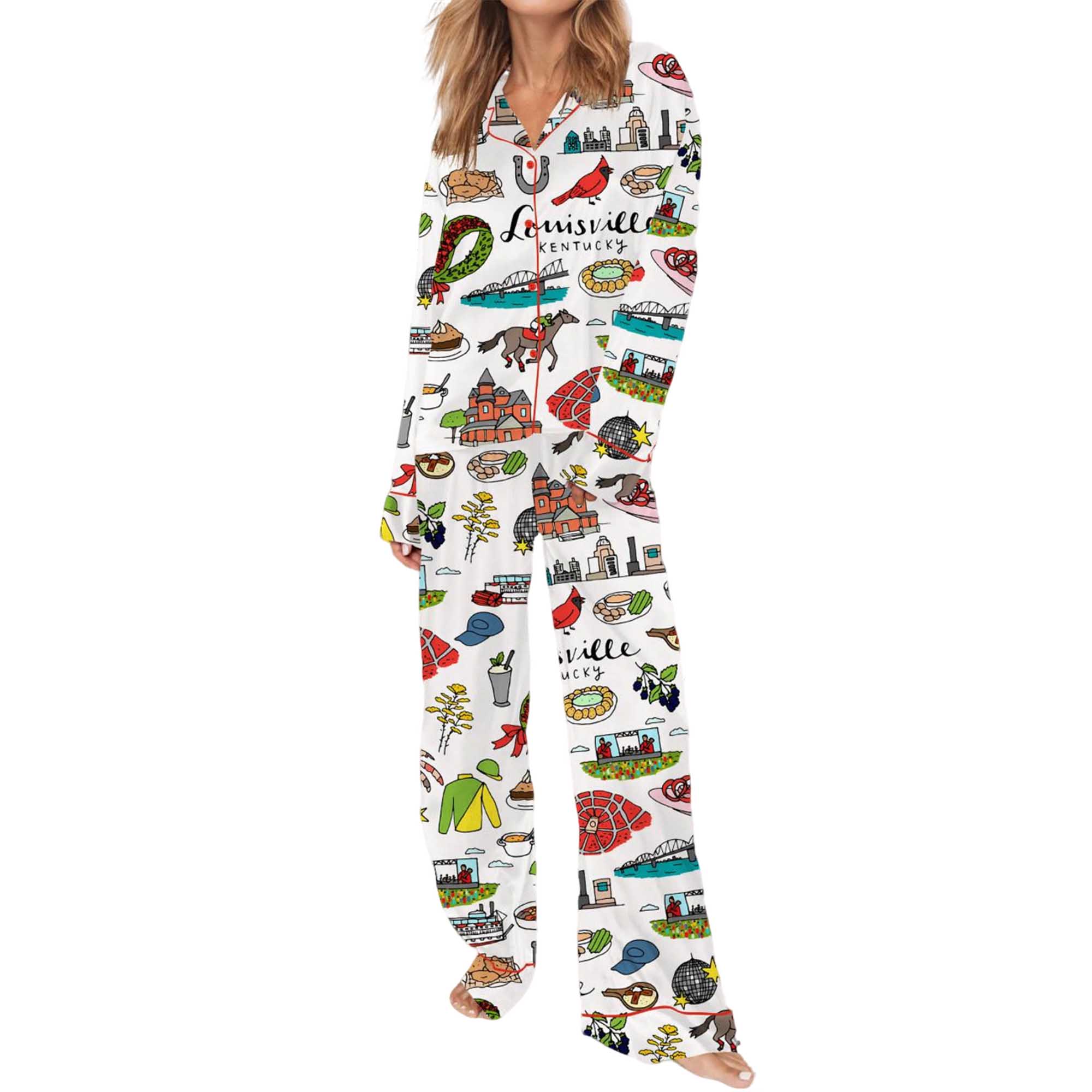 Alternative view of Louisville Kentucky City Satin Pajama Set For Women