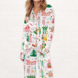 Alternative view of Lovely Nutcracker Christmas Silky Satin Pajama Set