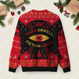 Alternative view of Make Orwell Fiction Again Ugly Christmas Sweater Sweatshirt