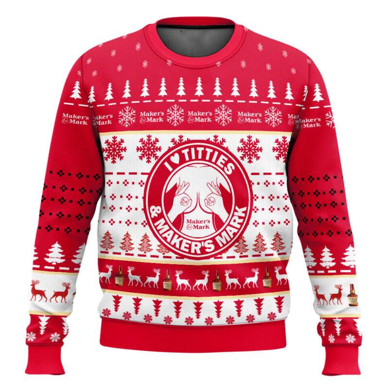 Maker's Mark Titties Funny Ugly Christmas Sweater