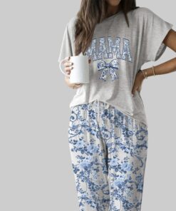Mama Floral Casual Pajama Set For Women